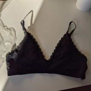 Pact lace triangle bra in black